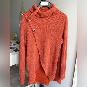 Wonderland by Orange Button Front Wrap Sweater, Size Large